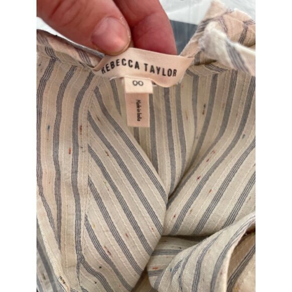 Rebecca Taylor La Vie Halter Dress Womens Size 00 Cotton Striped Ruffle India - Picture 13 of 13